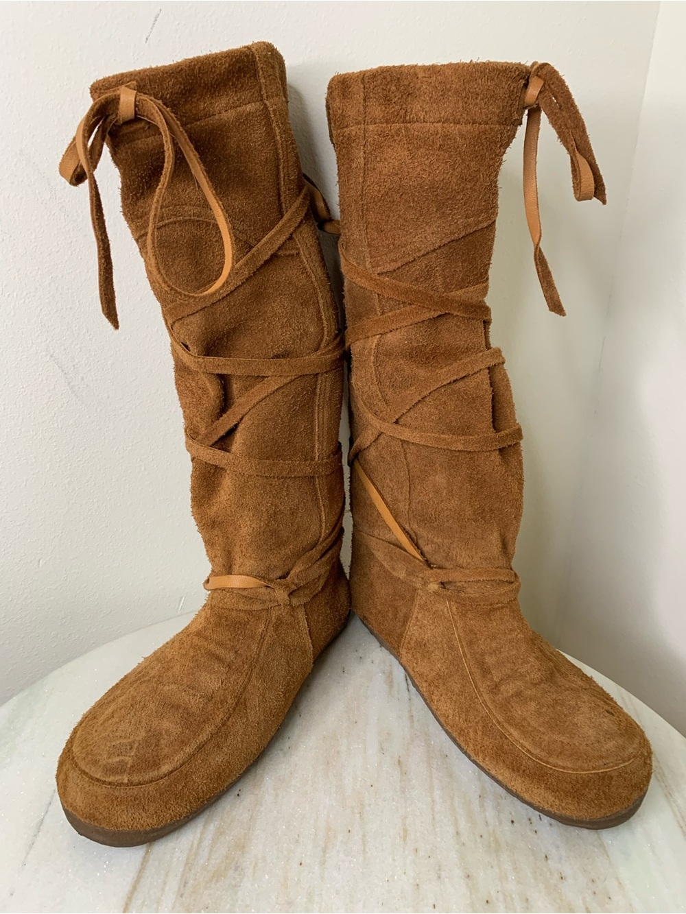 Muk Luks boots “Steger” men’s sz 10 Chestnut Suede Lace-Up